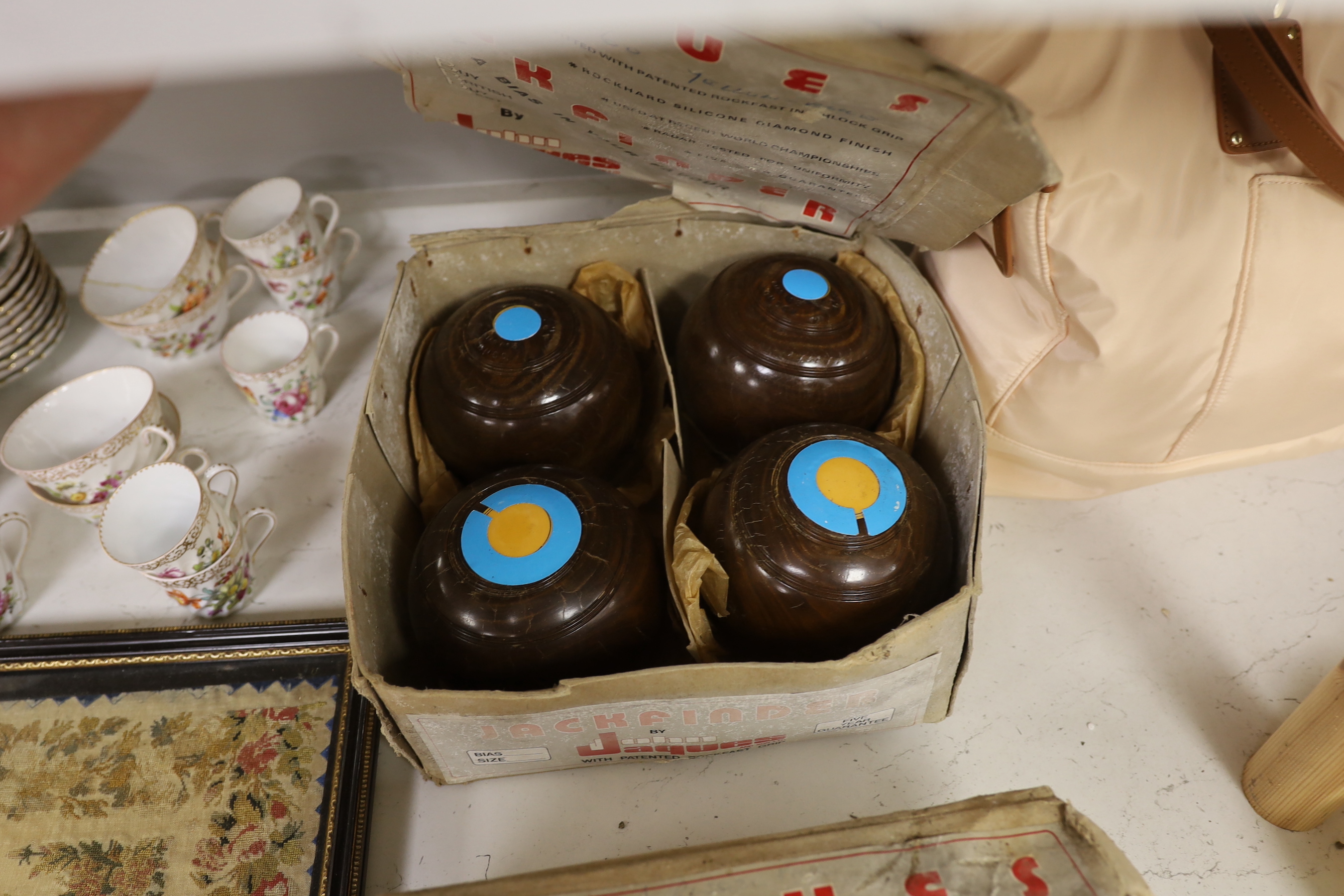 Two boxed sets Jaques bowling balls